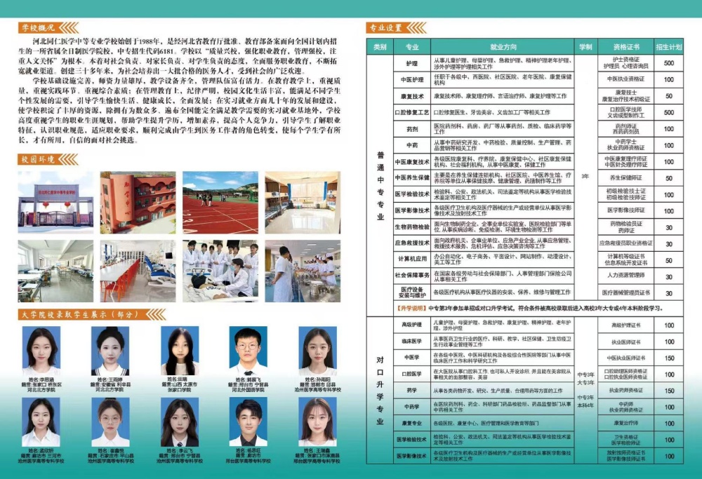 2026年河北同仁醫(yī)學(xué)中專學(xué)校招生專業(yè)